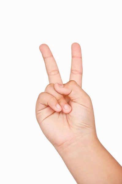 Zwei Finger Von Kindern Auf Weißem Hintergrund — Stockfoto
