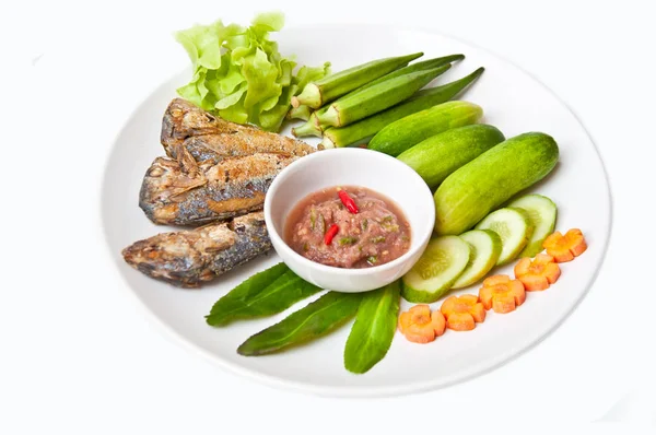 Тайские Блюда Называют Namprik Platoo Белом Фоне — стоковое фото