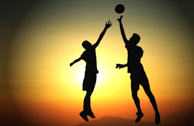 basketbol oynarken adam silüeti 