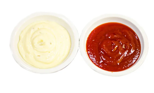 Czerwony Biały Sause Appetise Posiłek Białym Tle — Zdjęcie stockowe
