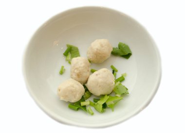 Beyaz arka plan üzerinde şehriye için domuz topu