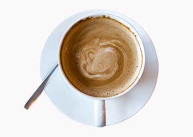 sıcak latte kahve beyaz zemin üzerine taze içecekler için