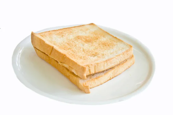 Toast Voor Ontbijt Maaltijd Witte Achtergrond — Stockfoto