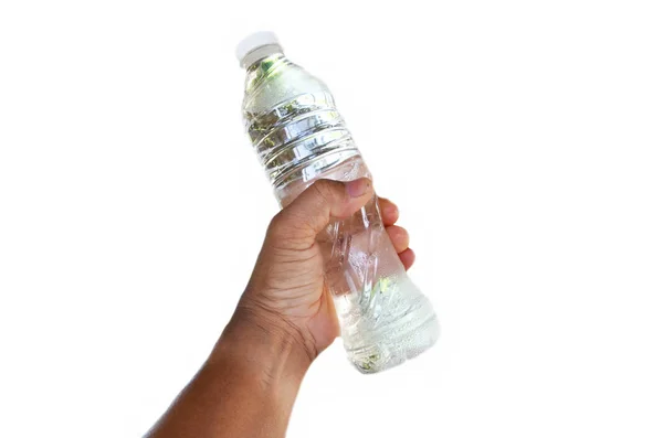 Hand Bottle Water White Background — Stock Photo, Image