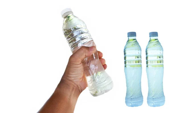 Hand Bottle Water White Background — Stock Photo, Image