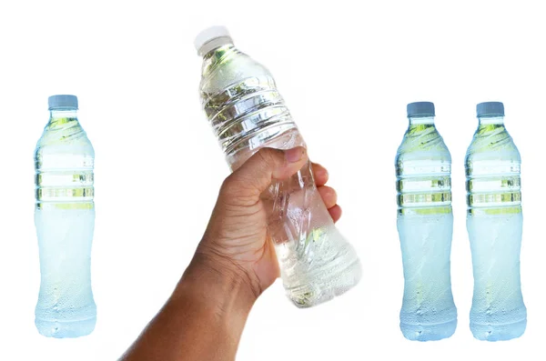 Hand Bottle Water White Background — Stock Photo, Image