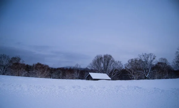 Nieve Con Casa Campo Japón — Foto de Stock
