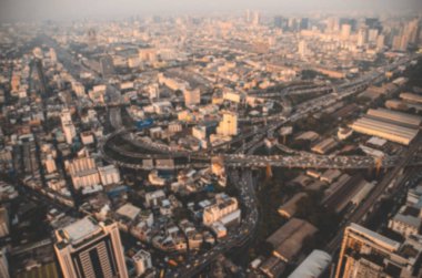 Bulanık bir kuleden Bangkok 'a kuş bakışı bakış açısı