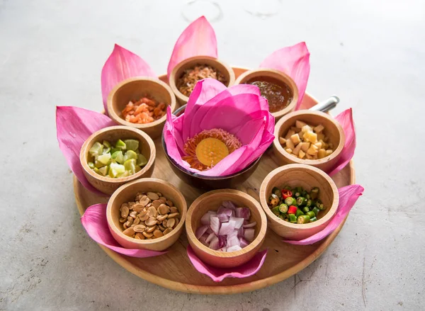 Miang Kham Thai Stílusú Lotus Egészséges Snack — Stock Fotó