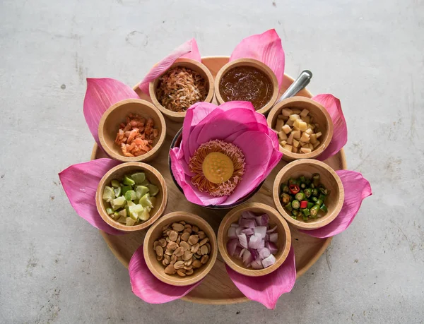 Miang Kham Thai Stílusú Lotus Egészséges Snack — Stock Fotó