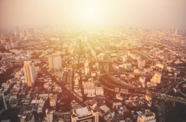 Bulanık bir kuleden Bangkok 'a kuş bakışı bakış açısı