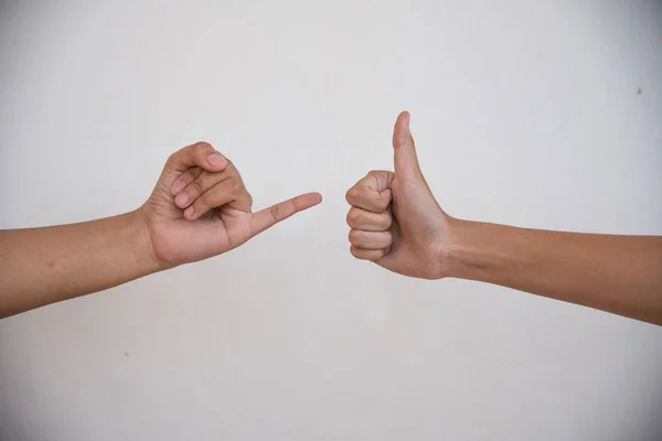 Великий Палець Позитивної Однієї Концепції Пальця Білому Тлі — стокове фото