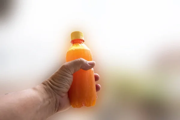 Hand Voor Jus Orange Voor Gezonde — Stockfoto