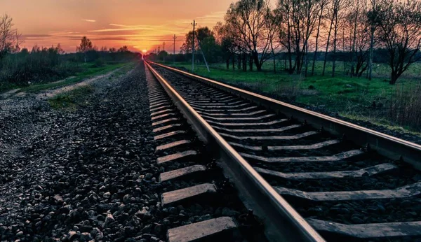 The railroad leaving afar — Stock Photo, Image