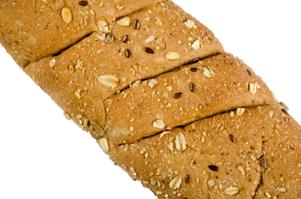 Multigrain hosszú vekni kenyér a elszigetelt fehér háttér — Stock Fotó