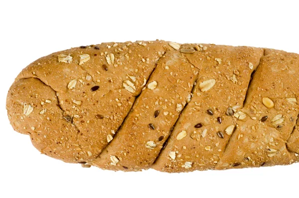 Long loaf multigrain bread isolated on white background — Stock Photo, Image