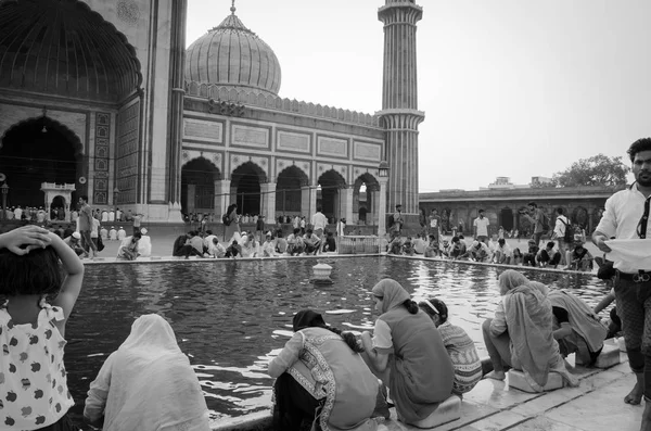 JAMA Masjid, gamla Delhi, Indien - 24 juni 2017: den största Musli — Stockfoto