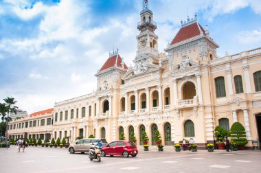 Ho Chi Minh City, Vietnam, 26.12.2017, şehir meclisi Binası alanı, ulaşım ve insanlar onun önünde