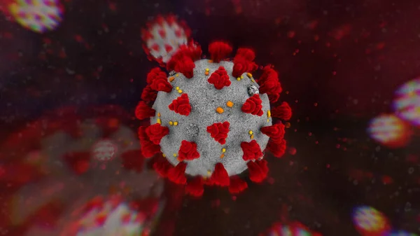 Coronavirus Covid Boyutlu Grafik Arkaplan Çizimi Yüzeysel Alan Derinliği Seçici — Stok fotoğraf
