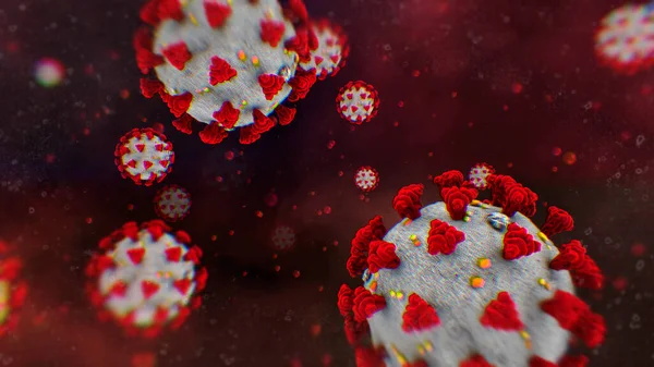 Coronavirus Covid Boyutlu Grafik Arkaplan Çizimi Yüzeysel Alan Derinliği Seçici — Stok fotoğraf
