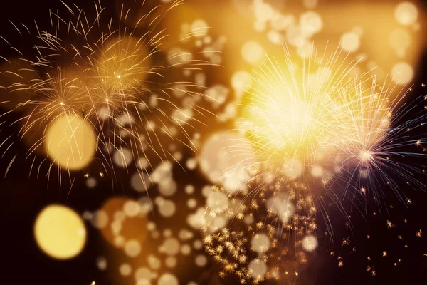 Abstract holiday background - fireworks at New Year and copy spa — Stock Photo, Image