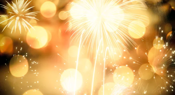 Fireworks at New Year and copy space — Stock Photo, Image