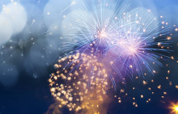 Fireworks at New Year and copy space — Stock Photo, Image