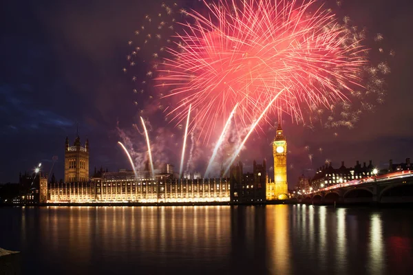 Fireworks display around Big Ben — Stock Photo, Image