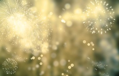 Yeni yılda havai fişek gösterisi ve kopyalama alanı