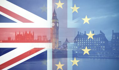 Brexit kavramı - semboller Londra İngiltere bayrağı
