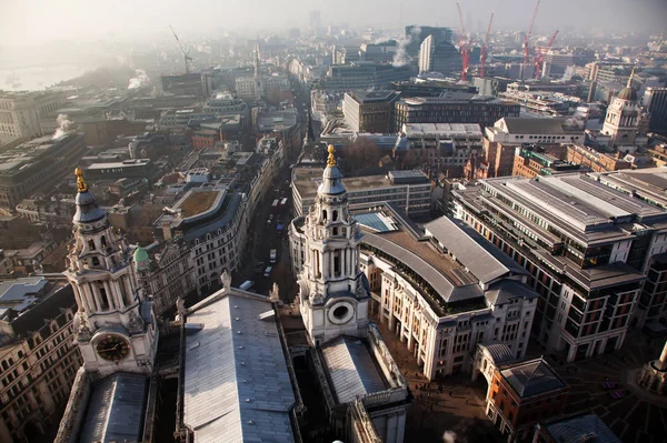 Rooftop view over London on a foggy day from St Paul's cathedral — Stock Photo, Image