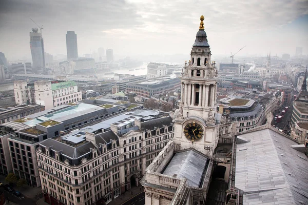 Rooftop view over London on a foggy day from St Paul's cathedral — Stock Photo, Image