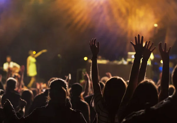 Menigte op concert - zomer muziekfestival — Stockfoto