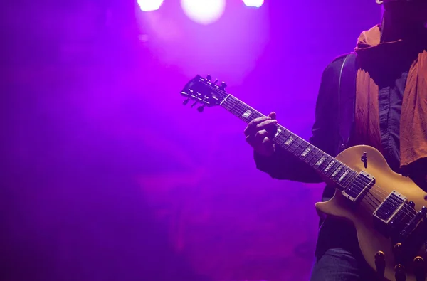 Guitarist on stage - summer music festival — Stock Photo, Image