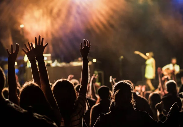 Publik på konsert - sommarmusikfestival — Stockfoto