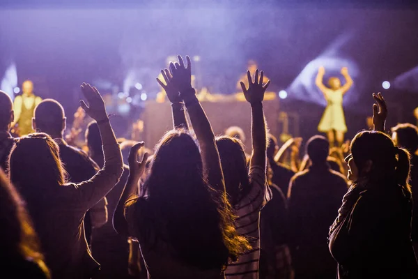 Multidão no concerto - festival de música de verão — Fotografia de Stock