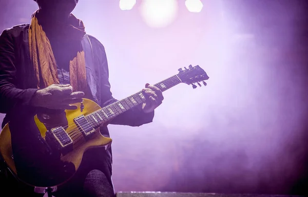 Guitarist on stage - summer music festival — Stock Photo, Image