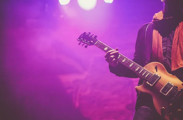 Guitarist on stage - summer music festival — Stock Photo, Image