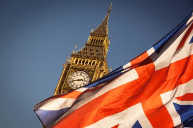 brexit kavramı - Union Jack bayrak ve backg ikonik Big Ben