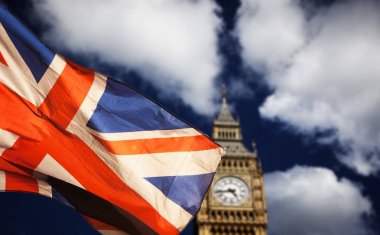 brexit kavramı - Union Jack bayrak ve backg ikonik Big Ben