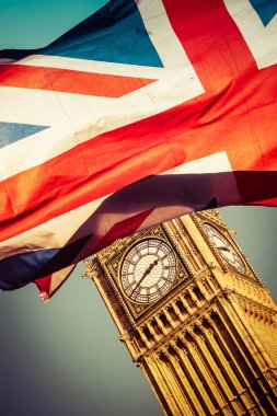 brexit kavramı - Union Jack bayrak ve backg ikonik Big Ben