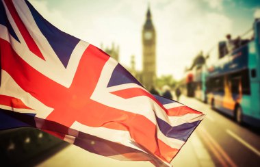 brexit kavramı - Union Jack bayrak ve backg ikonik Big Ben