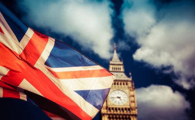 brexit kavramı - Union Jack bayrak ve backg ikonik Big Ben