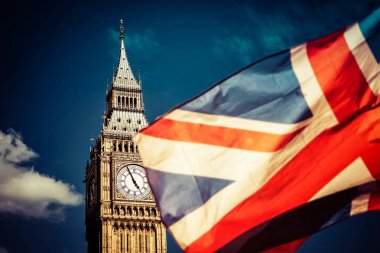 brexit kavramı - Union Jack bayrak ve backg ikonik Big Ben