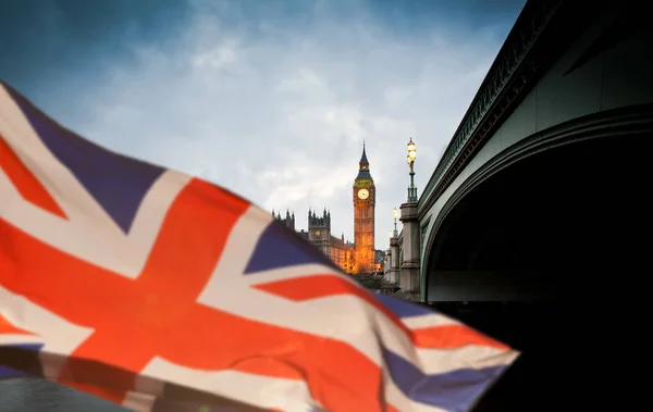 Brexit concept - Union Jack flag and iconic Big Ben in the backg — Stock Photo, Image