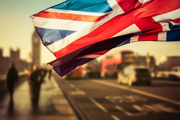 Brexit コンセプト - ユニオン ジャックの旗や、背景に象徴的なビッグ ・ ベン — ストック写真
