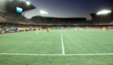 Stadyumu arena futbol sahası akşam arka plan defocused