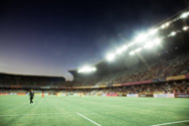 Stadyumu arena futbol sahası akşam arka plan defocused