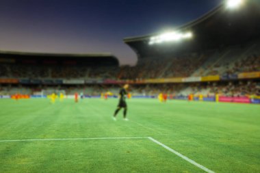 Stadyumu arena futbol sahası akşam arka plan defocused