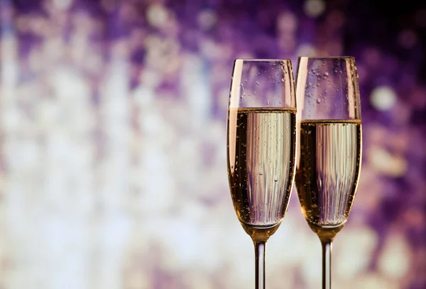 Two champagne glasses ready to bring in the New Year — Stock Photo, Image